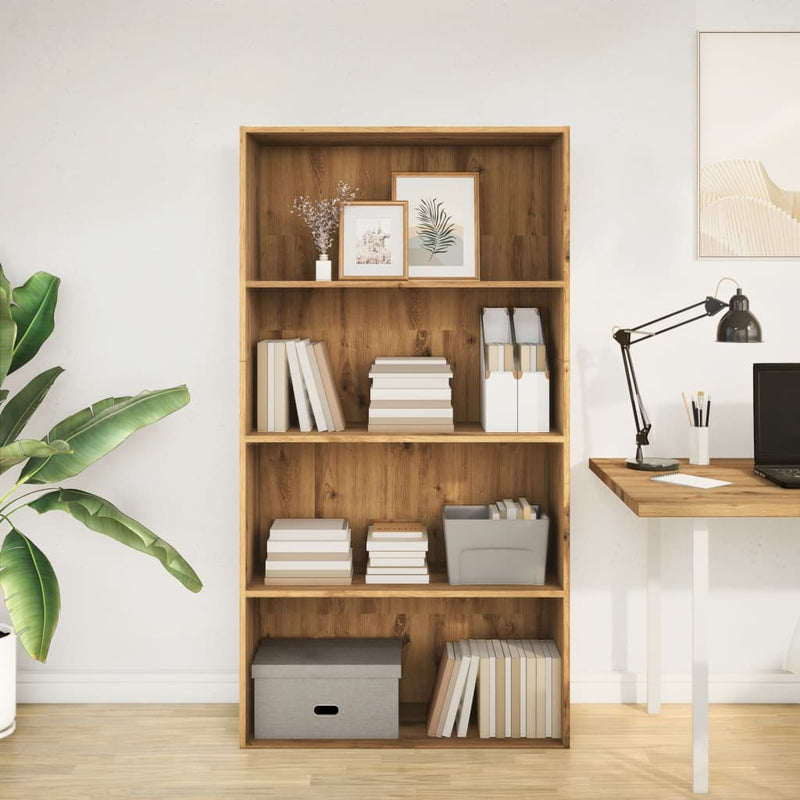 vidaXL kézműves tölgy színű szerelt fa könyvespolc 80 x 30 x 152 cm