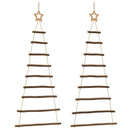 vidaXL 2 db függő karácsonyfák csúcscsillagokkal, 55 x 120 cm, természetes ág