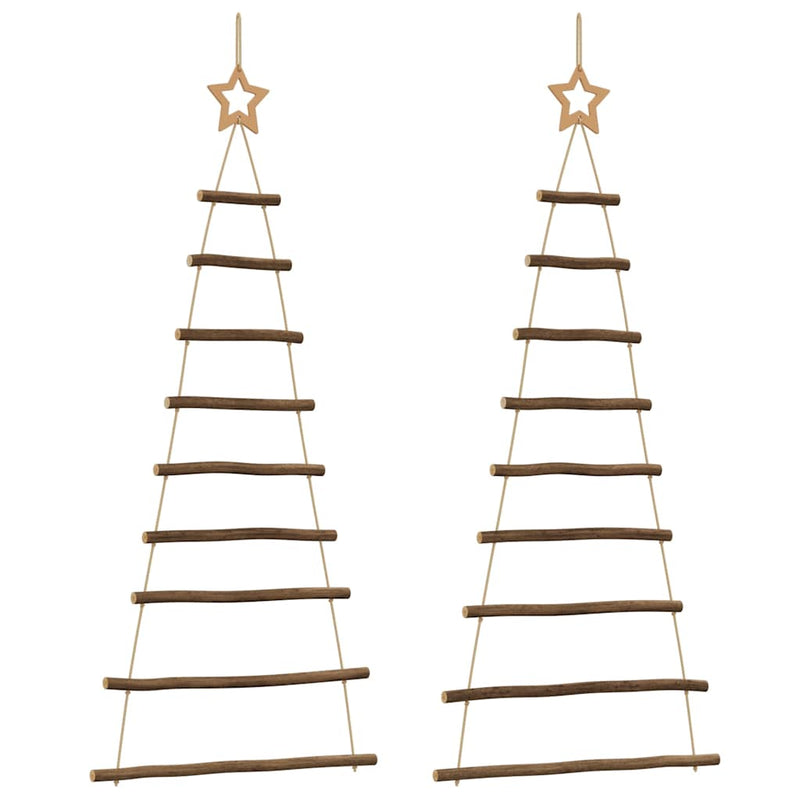 vidaXL 2 db függő karácsonyfák csúcscsillagokkal, 55 x 120 cm, természetes ág
