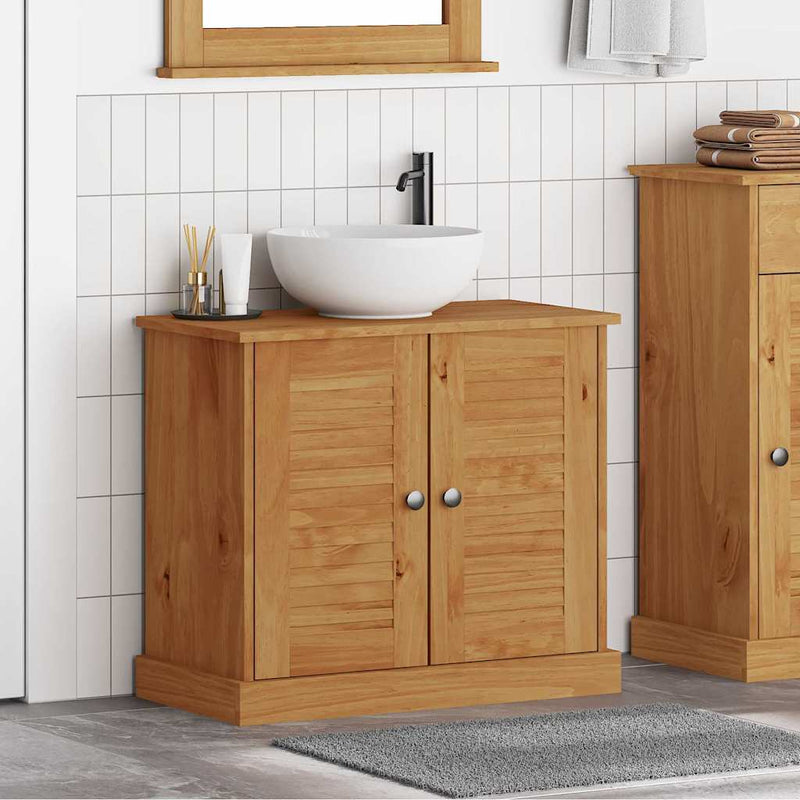 vidaXL Mosogató Szekrény VIGO mézbarna 67.5 x 34 x 59 cm Tömör fenyőfa