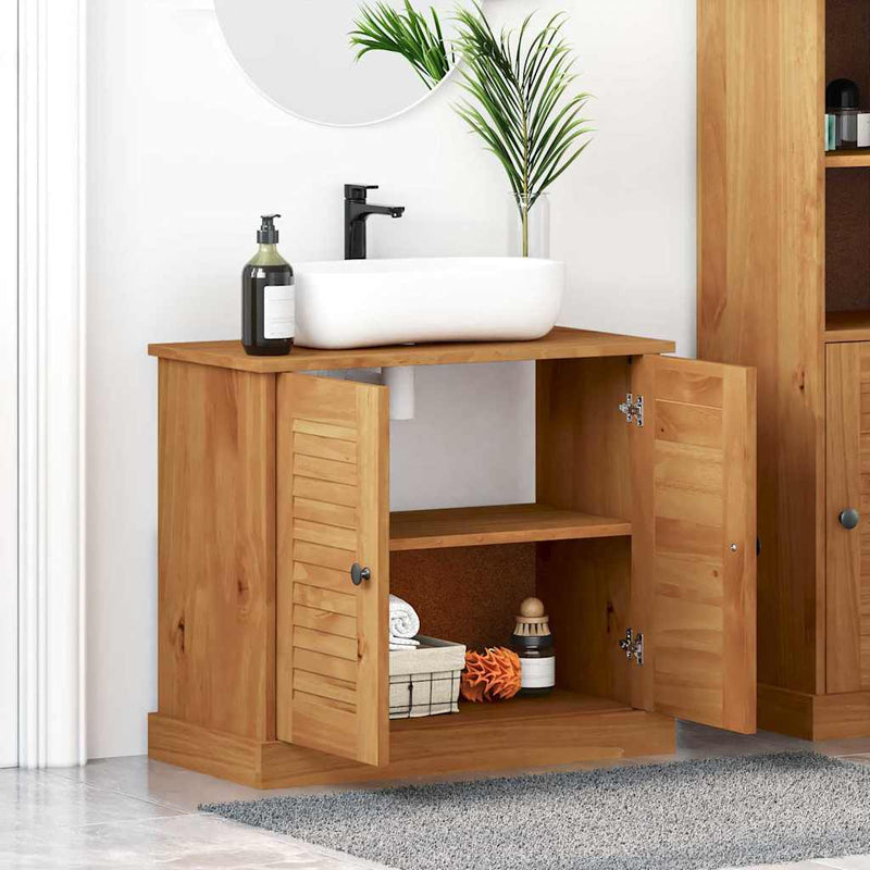 vidaXL Mosogató Szekrény VIGO mézbarna 67.5 x 34 x 59 cm Tömör fenyőfa