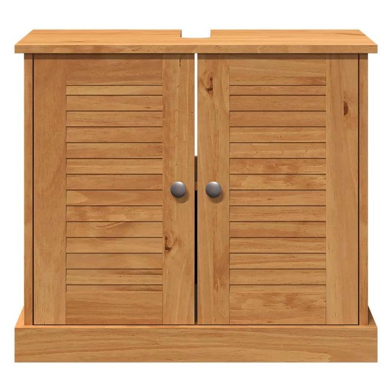 vidaXL Mosogató Szekrény VIGO mézbarna 67.5 x 34 x 59 cm Tömör fenyőfa