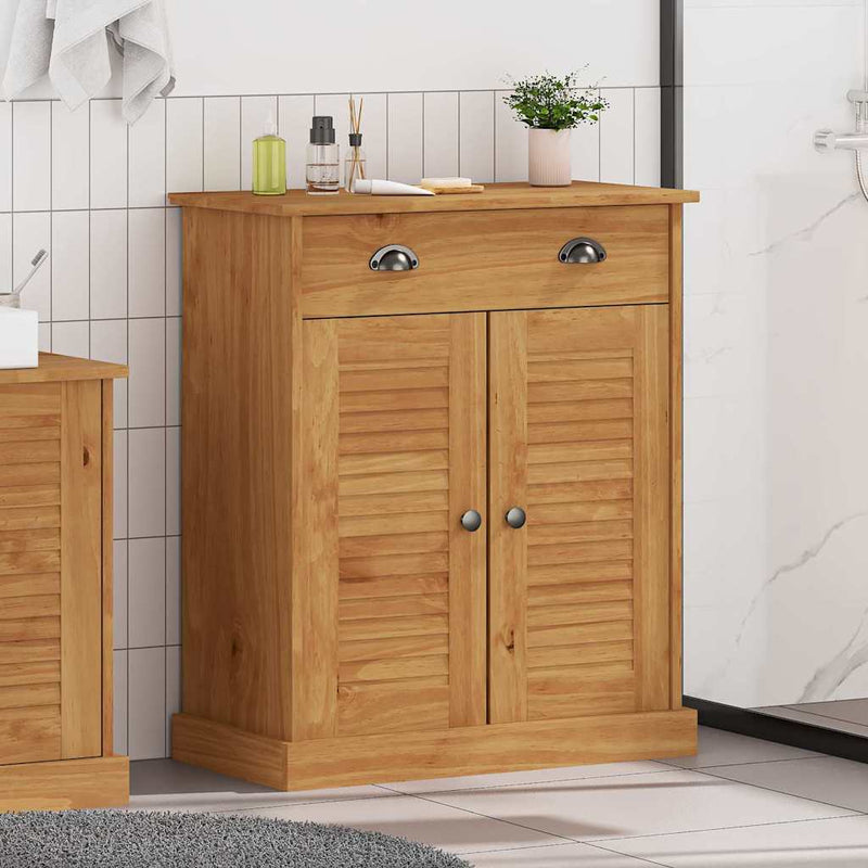 vidaXL Fürdőszoba Székény tárolóval VIGO mézbarna 67.5 x 34 x 80 cm