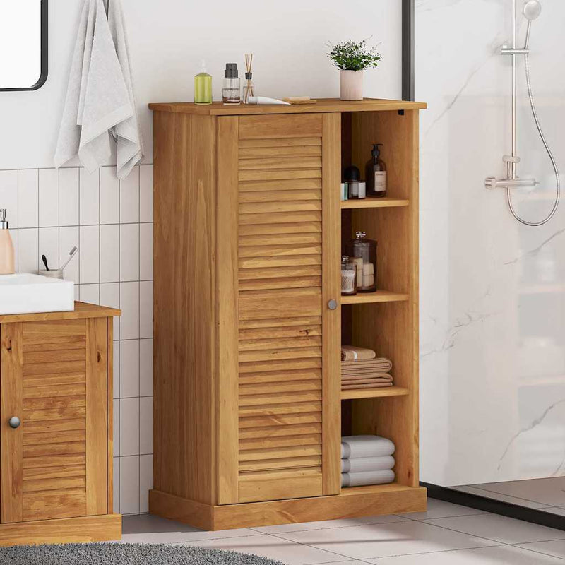 vidaXL Fürdőszoba Székény tárolóval VIGO mézbarna 67.5 x 34 x 110 cm