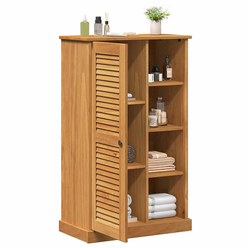 vidaXL Fürdőszoba Székény tárolóval VIGO mézbarna 67.5 x 34 x 110 cm
