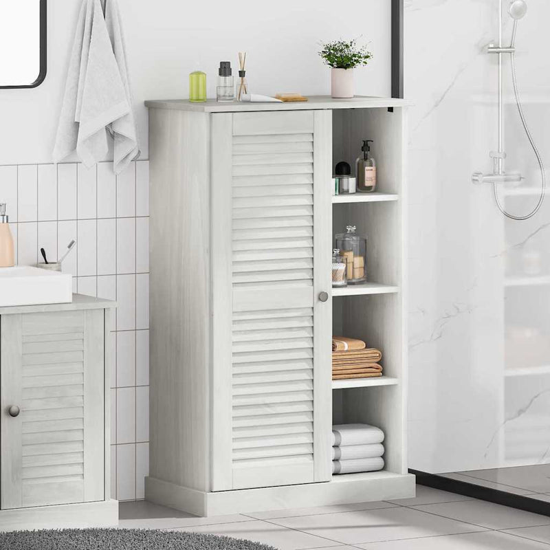 vidaXL Fürdőszoba Székény VIGO Fehér 67.5 x 34 x 110 cm Tömör fenyőfa