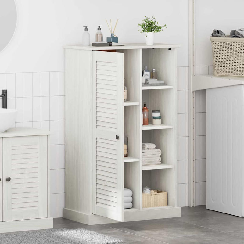 vidaXL Fürdőszoba Székény VIGO Fehér 67.5 x 34 x 110 cm Tömör fenyőfa
