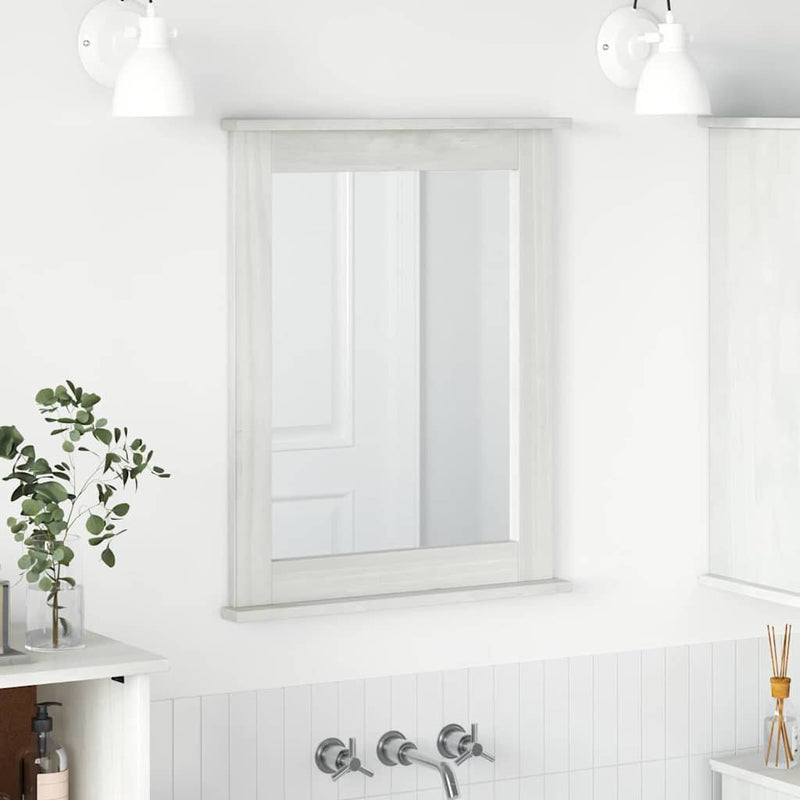 vidaXL Tükör tükörrel VIGO Fehér 55.5 x 5 x 70 cm Tömör fenyőfa