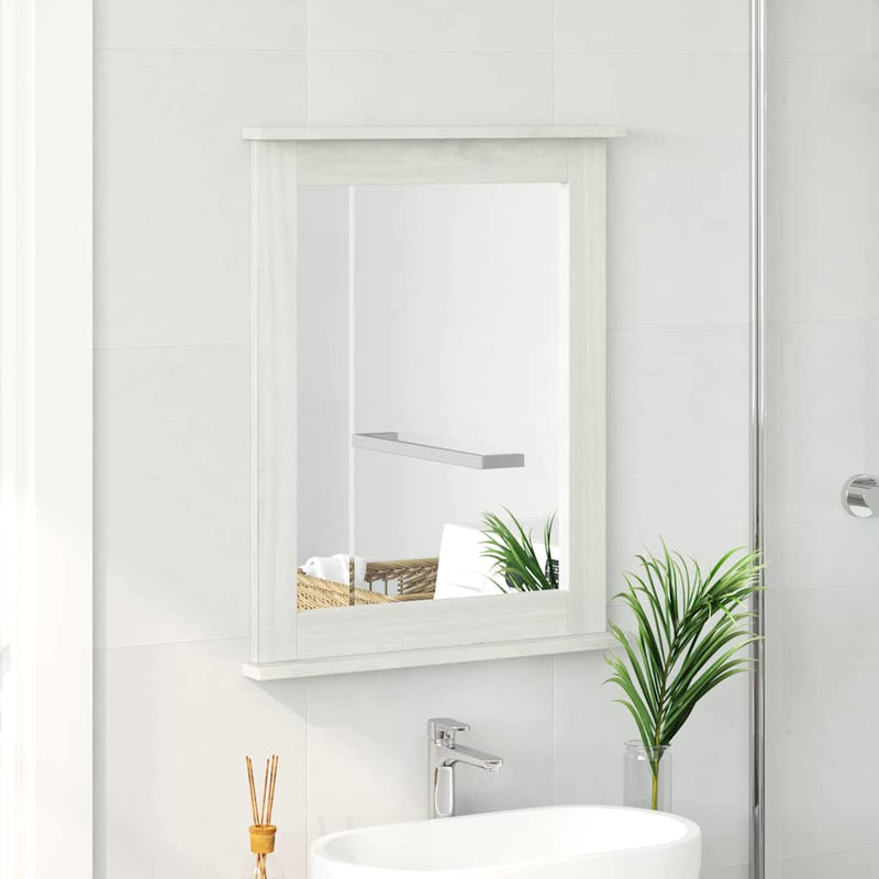 vidaXL Tükör tükörrel VIGO Fehér 55.5 x 5 x 70 cm Tömör fenyőfa
