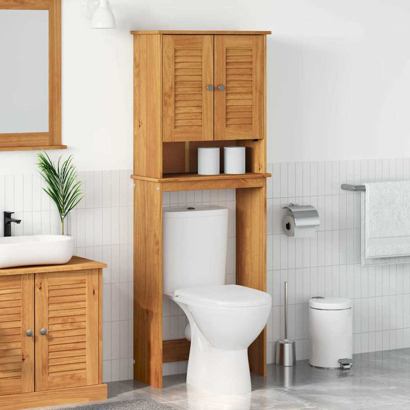 vidaXL WC Szekrény VIGO mézbarna 60 x 27 x 161 cm Tömör fenyőfa
