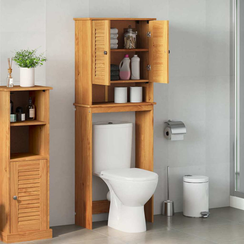 vidaXL WC Szekrény VIGO mézbarna 60 x 27 x 161 cm Tömör fenyőfa
