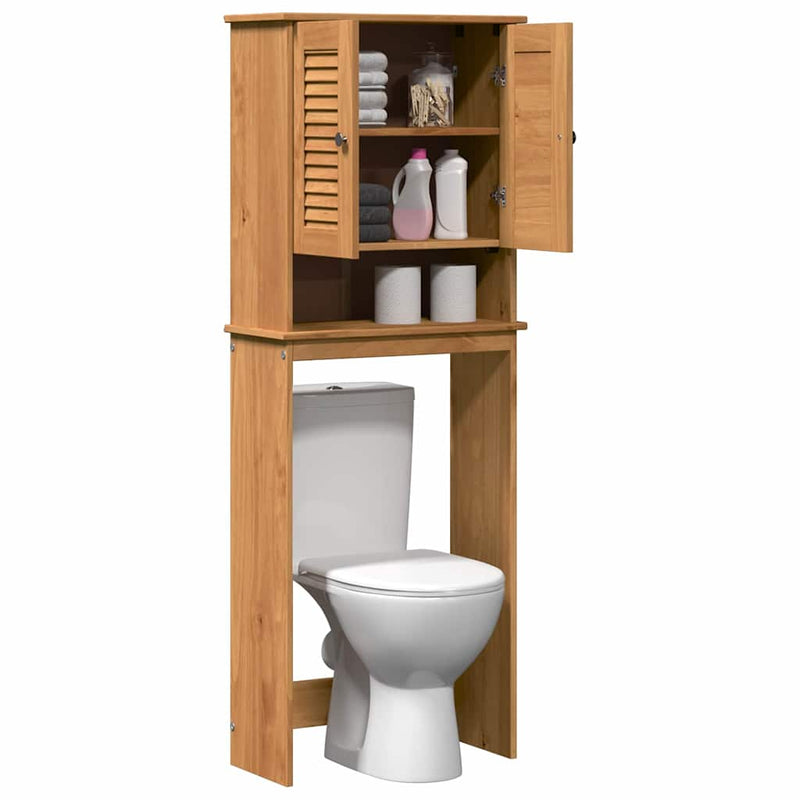 vidaXL WC Szekrény VIGO mézbarna 60 x 27 x 161 cm Tömör fenyőfa