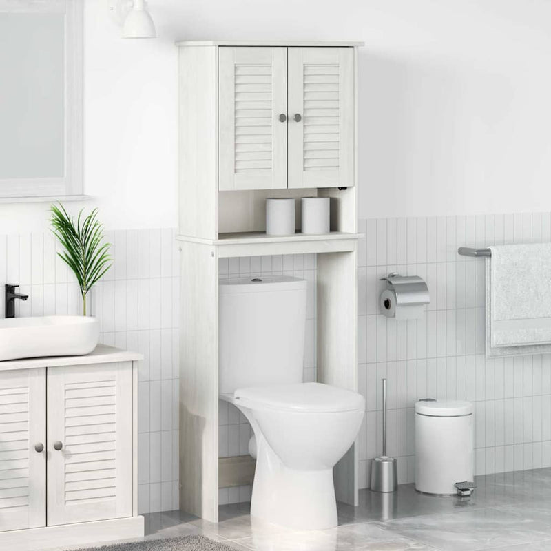 vidaXL WC Szekrény polcokkal VIGO Fehér 60 x 27 x 161 cm Tömör fenyőfa