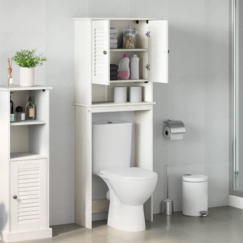vidaXL WC Szekrény polcokkal VIGO Fehér 60 x 27 x 161 cm Tömör fenyőfa