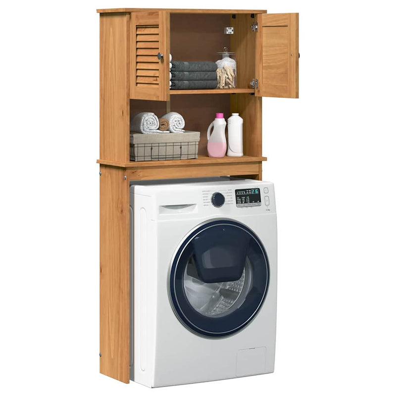 vidaXL Mosógép Szekrény VIGO mézbarna 72.5 x 27 x 161 cm Tömör fenyőfa