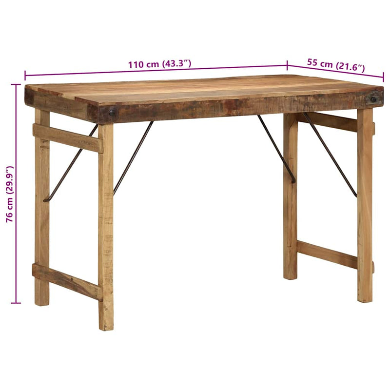 vidaXL Étkezőasztal Barna 110 x 55 x 76 cm tömör újrahasznosított fa