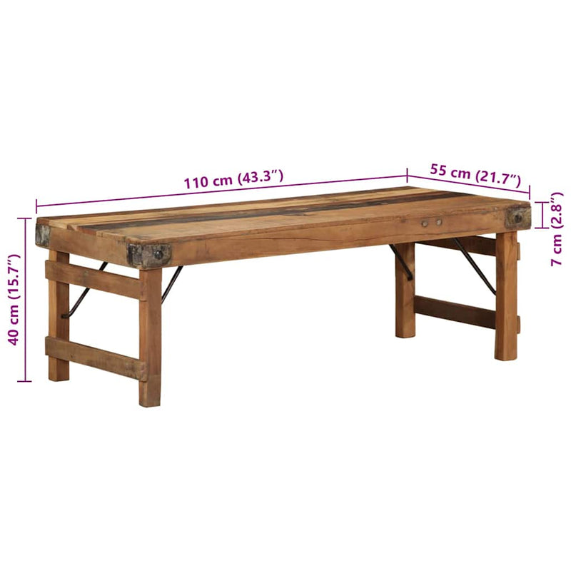 vidaXL Dohányzóasztal Barna 110 x 55 x 40 cm tömör újrahasznosított fa
