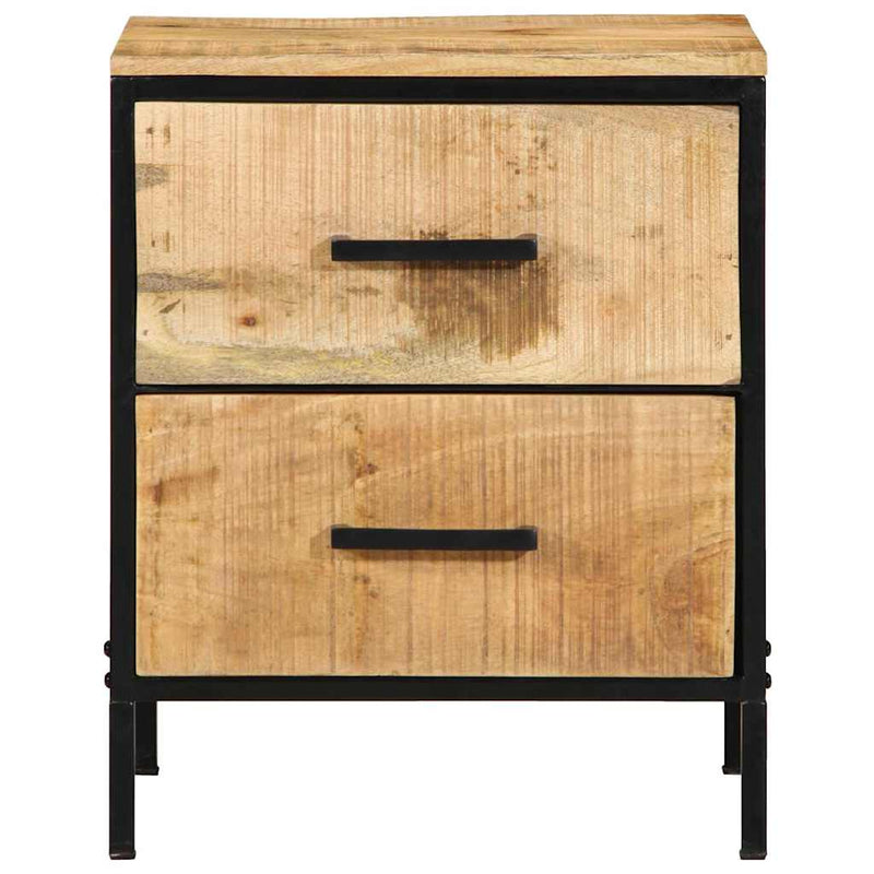 vidaXL Éjjeliszekrény Barna és fekete 40 x 35 x 50 cm tömör mangófa