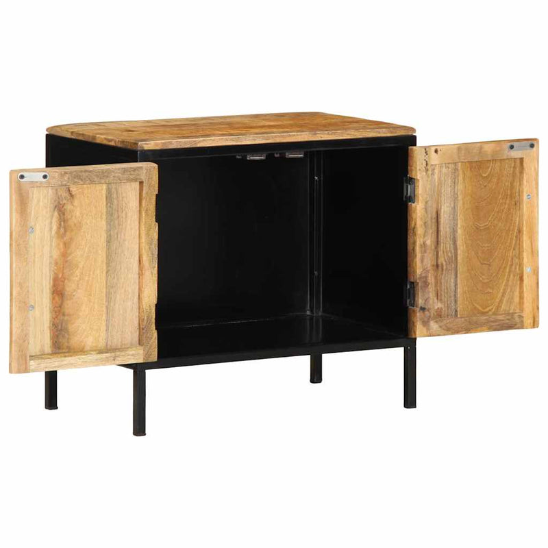 vidaXL Éjjeliszekrény Barna és fekete 50 x 30 x 45 cm tömör mangófa
