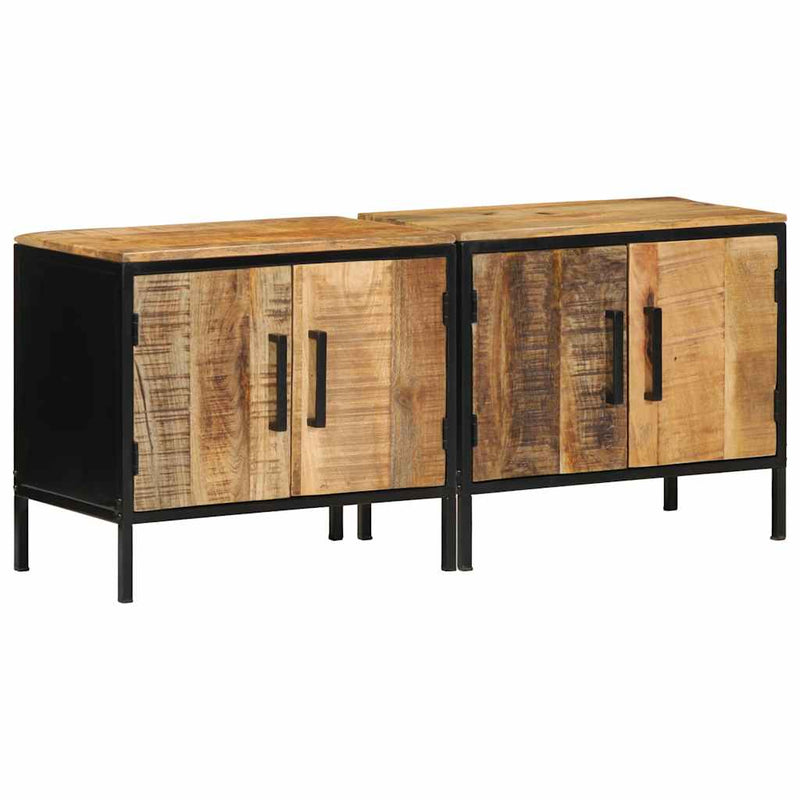 vidaXL Éjjeliszekrény Barna és fekete 50 x 30 x 45 cm tömör mangófa