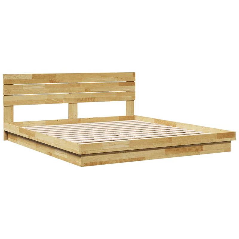 vidaXL ágykeret fejtámlával matrac nélkül 200x200 cm tömör fa tölgyfa