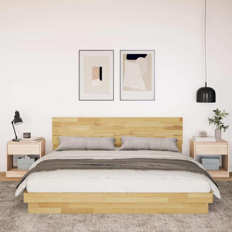 vidaXL ágykeret fejtámlával matrac nélkül 200x200 cm tömör fa tölgyfa