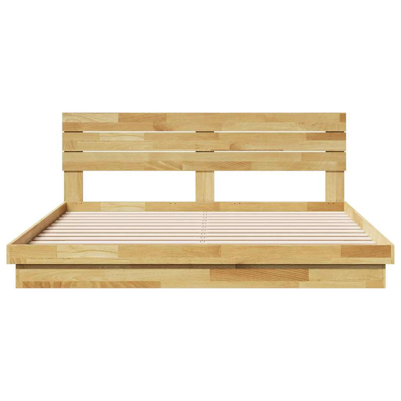 vidaXL ágykeret fejtámlával matrac nélkül 200x200 cm tömör fa tölgyfa