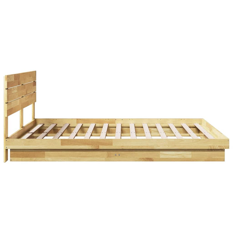 vidaXL ágykeret fejtámlával matrac nélkül 200x200 cm tömör fa tölgyfa