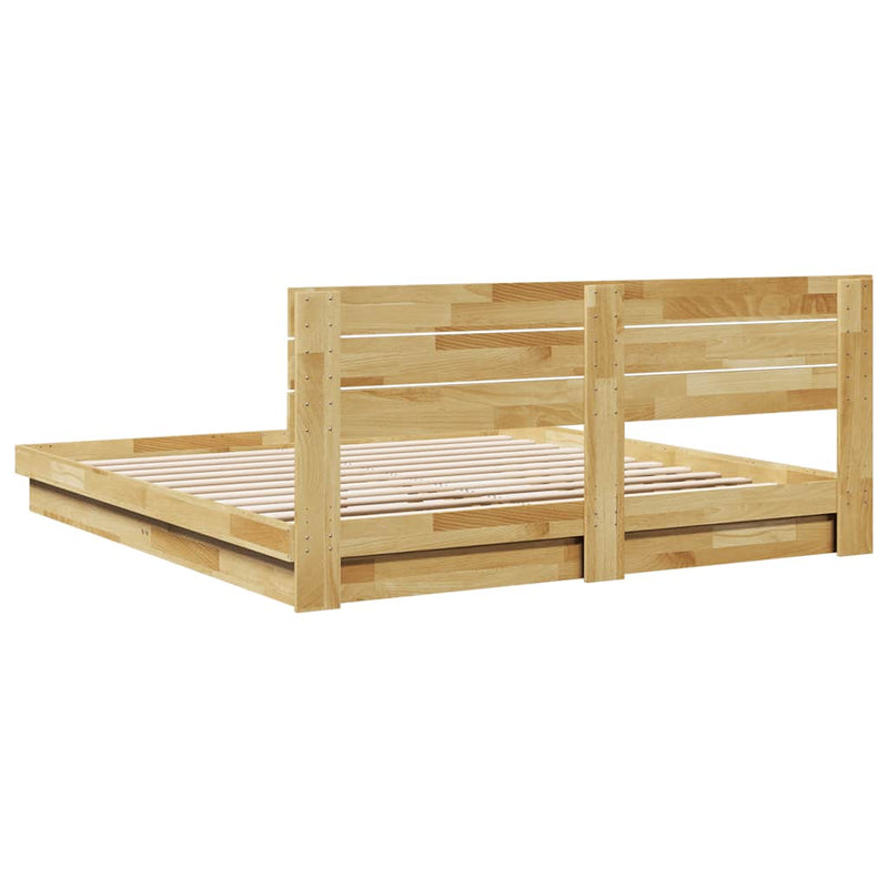 vidaXL ágykeret fejtámlával matrac nélkül 200x200 cm tömör fa tölgyfa
