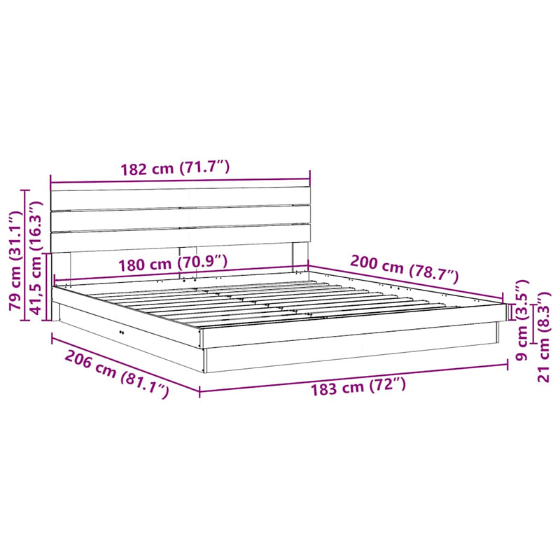 vidaXL ágykeret fejtámlával matrac nélkül 200x200 cm tömör fa tölgyfa