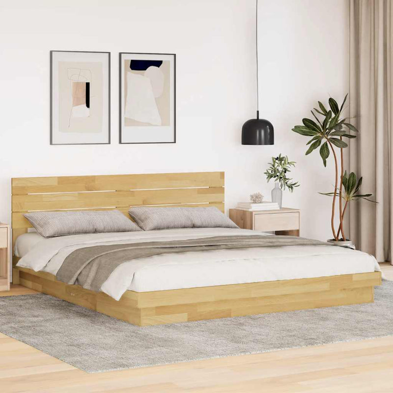 vidaXL ágykeret fejtámlával matrac nélkül 200x200 cm tömör fa tölgyfa