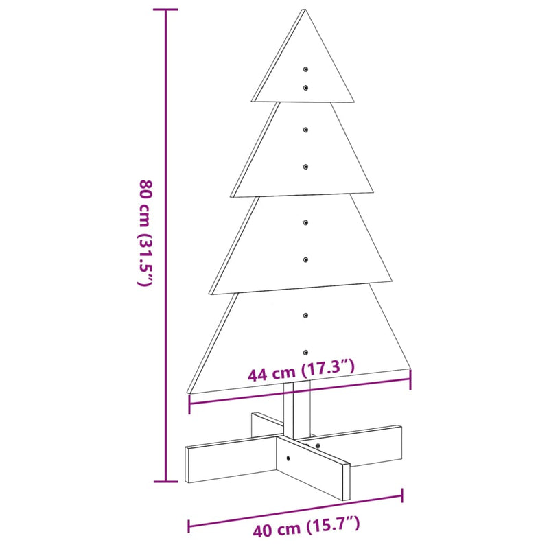 vidaXL tömör fenyőfa karácsonyfa-dekoráció 80 cm