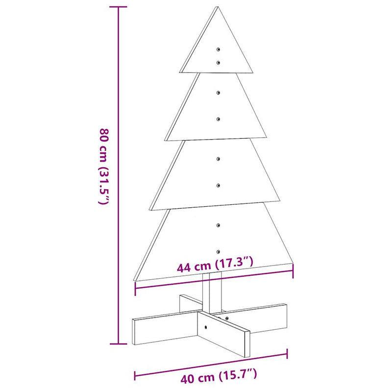 vidaXL fehér tömör fenyőfa karácsonyfa-dekoráció 80 cm