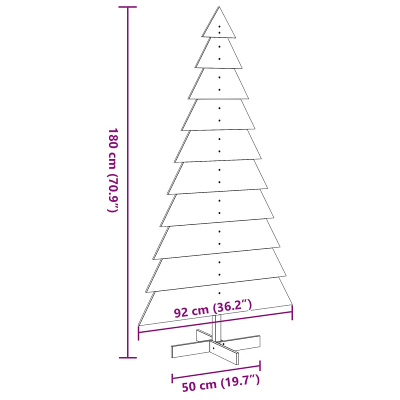 vidaXL tömör fenyő karácsonyfa dekorációnak 180 cm