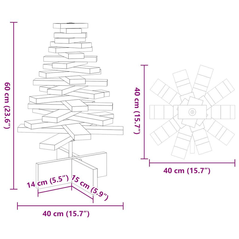 vidaXL fehér tömör fenyőfa karácsonyfa-dekoráció 60 cm