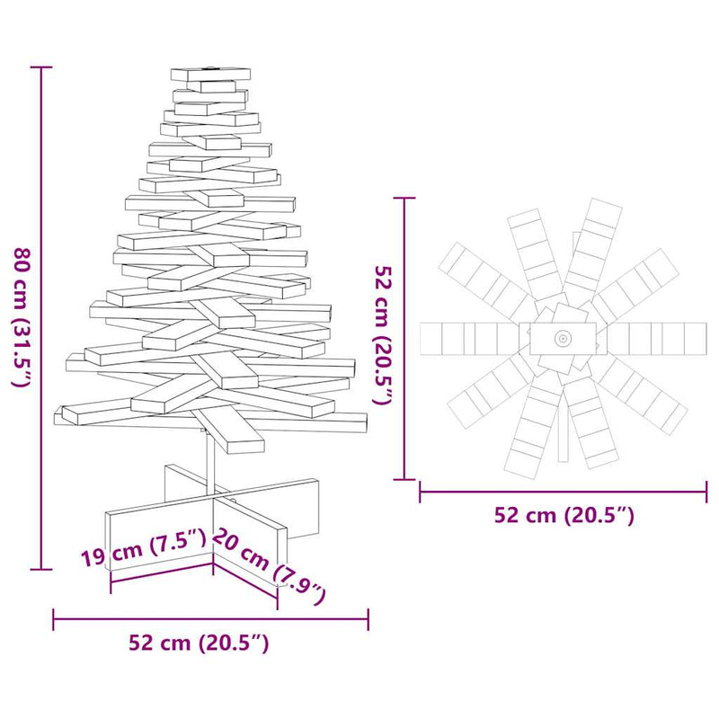 vidaXL fehér tömör fenyőfa karácsonyfa-dekoráció 80 cm