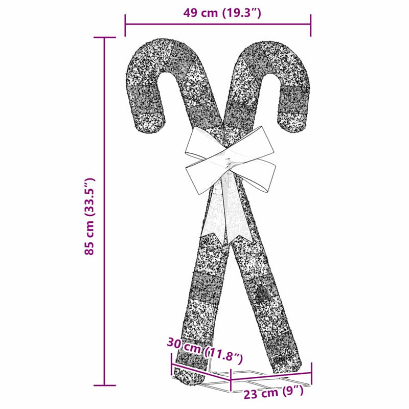 vidaXL meleg fehér karácsonyi dekoráció Candy Cane 50 LED