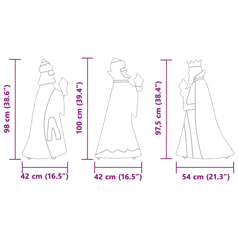 vidaXL Karácsonyi világítás 3 pcs Meleg fehér 105 cm szövet