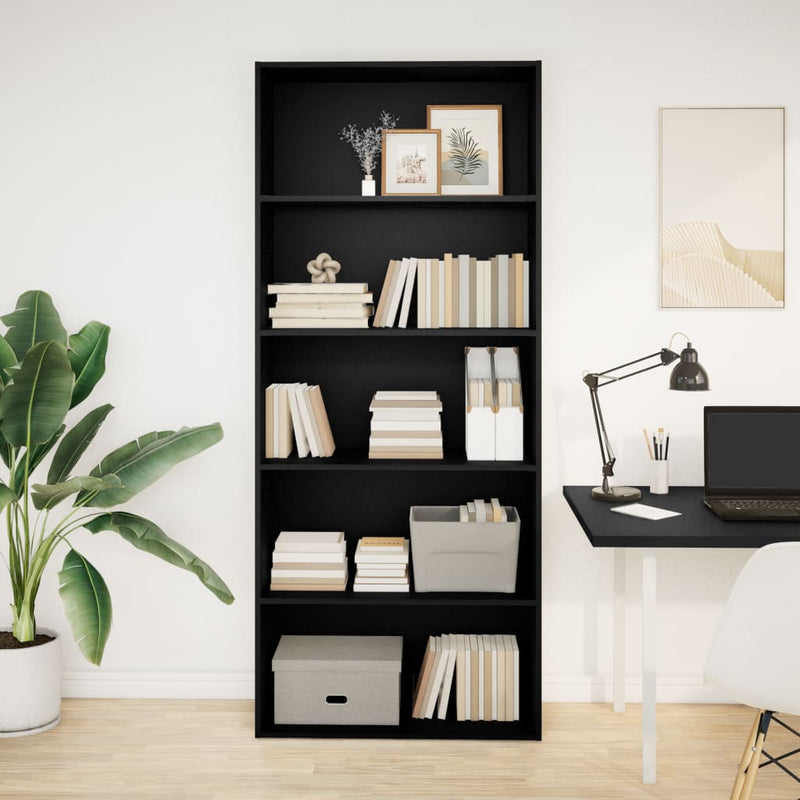 vidaXL fekete szerelt fa könyvszekrény 80 x 30 x 189 cm