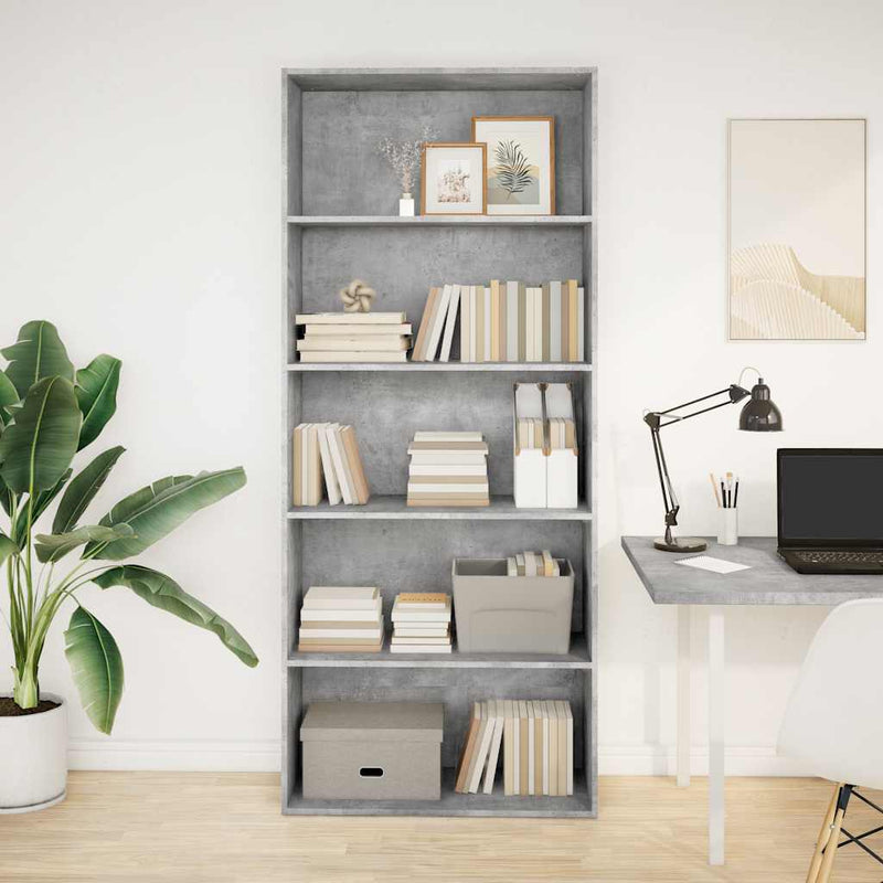 vidaXL betonszürke szerelt fa könyvszekrény 80 x 30 x 189 cm