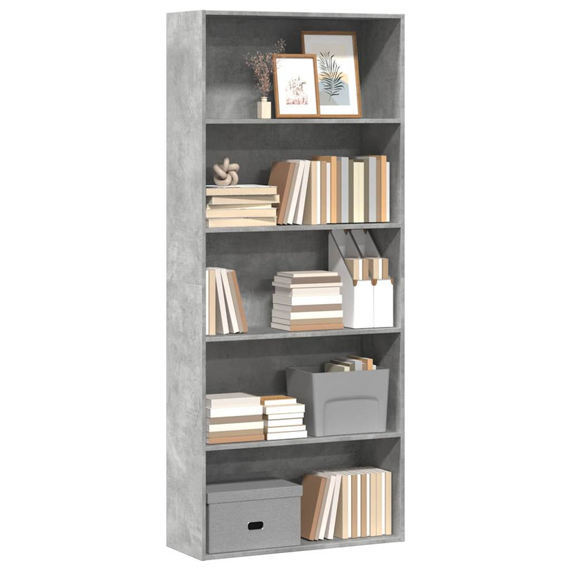 vidaXL betonszürke szerelt fa könyvszekrény 80 x 30 x 189 cm