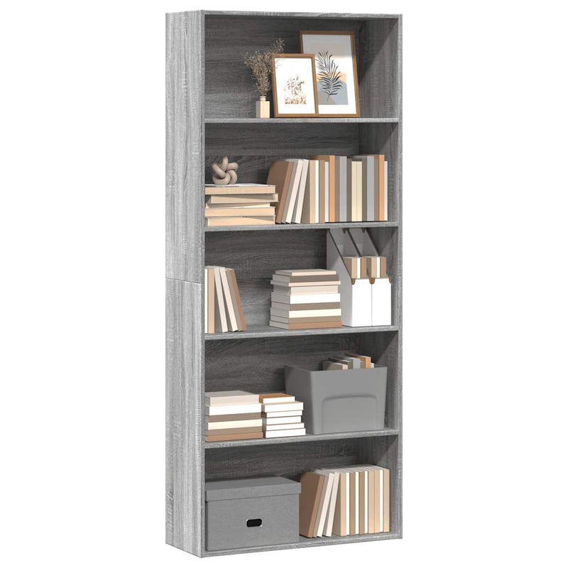 vidaXL szürke sonoma szerelt fa könyvszekrény 80 x 30 x 189 cm