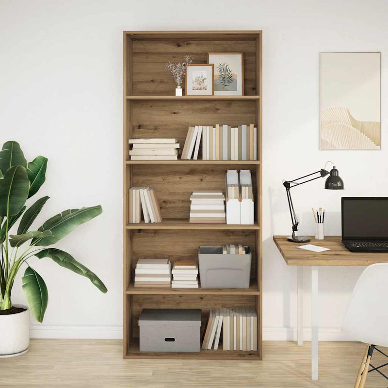 vidaXL kézműves tölgy színű szerelt fa könyvszekrény 80 x 30 x 189 cm