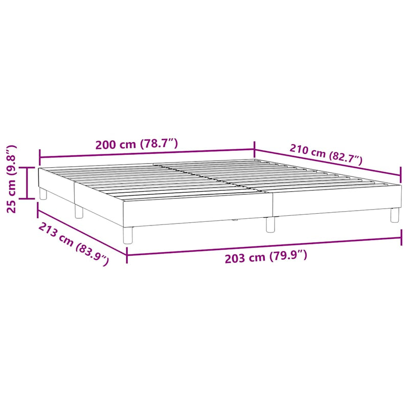 vidaXL rózsaszín bársony rugós ágy matrac nélkül 200x210 cm