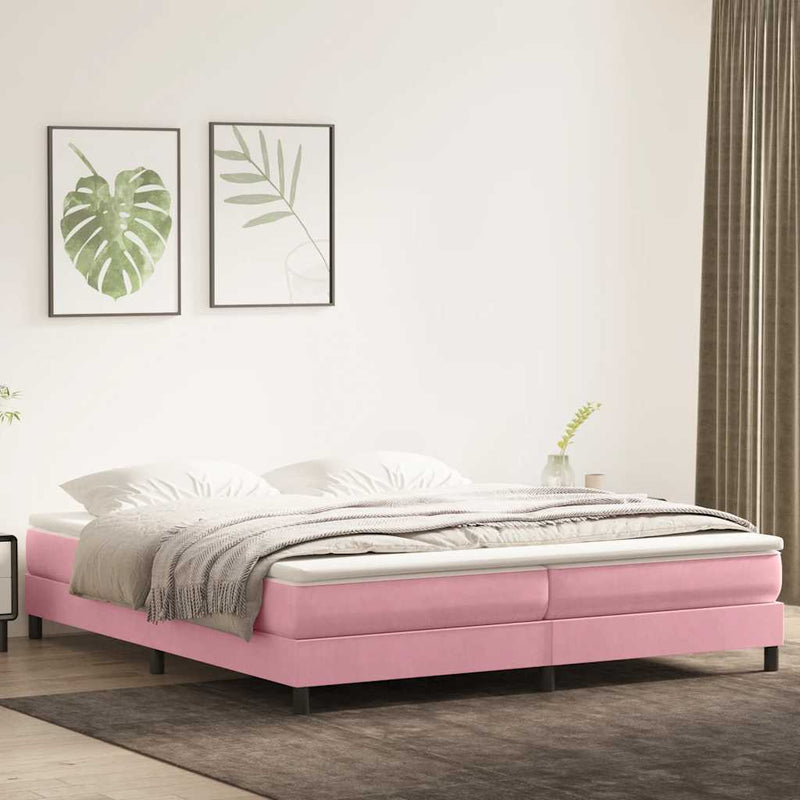 vidaXL rózsaszín bársony rugós ágy matrac nélkül 200x210 cm