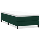 vidaXL sötétzöld bársony rugós ágy matrac nélkül 100x220 cm