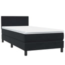 vidaXL fekete bársony rugós ágy matraccal 90x210 cm