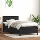 vidaXL fekete bársony rugós ágy matraccal 90x210 cm