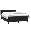 vidaXL fekete bársony rugós ágy matraccal 160x210 cm