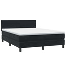 vidaXL fekete bársony rugós ágy matraccal 160x210 cm